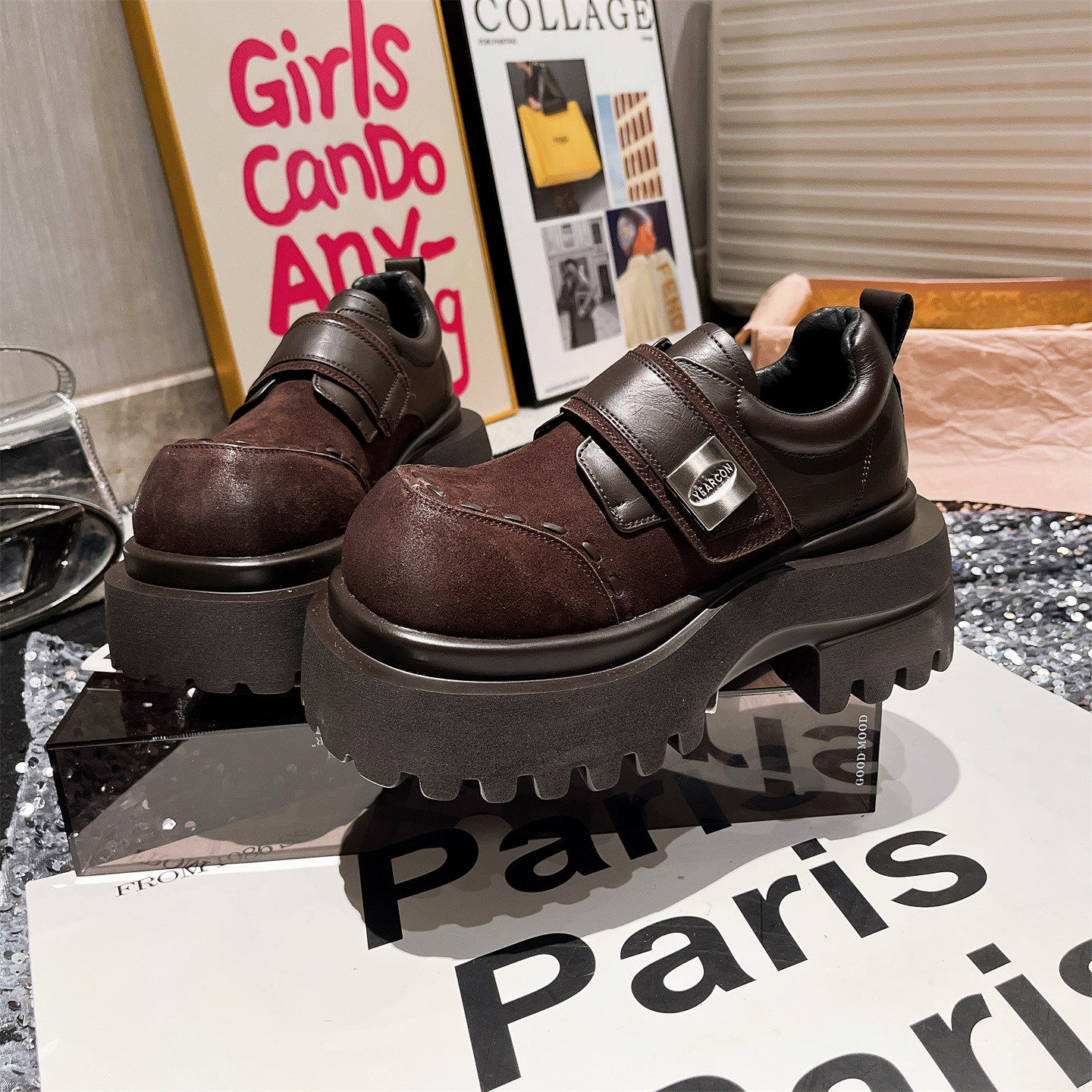 欧货金属扣松糕乐福鞋