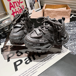 显脚小复古小个子8cm增高女鞋 欧货真皮厚底松糕老爹鞋 运动休闲鞋