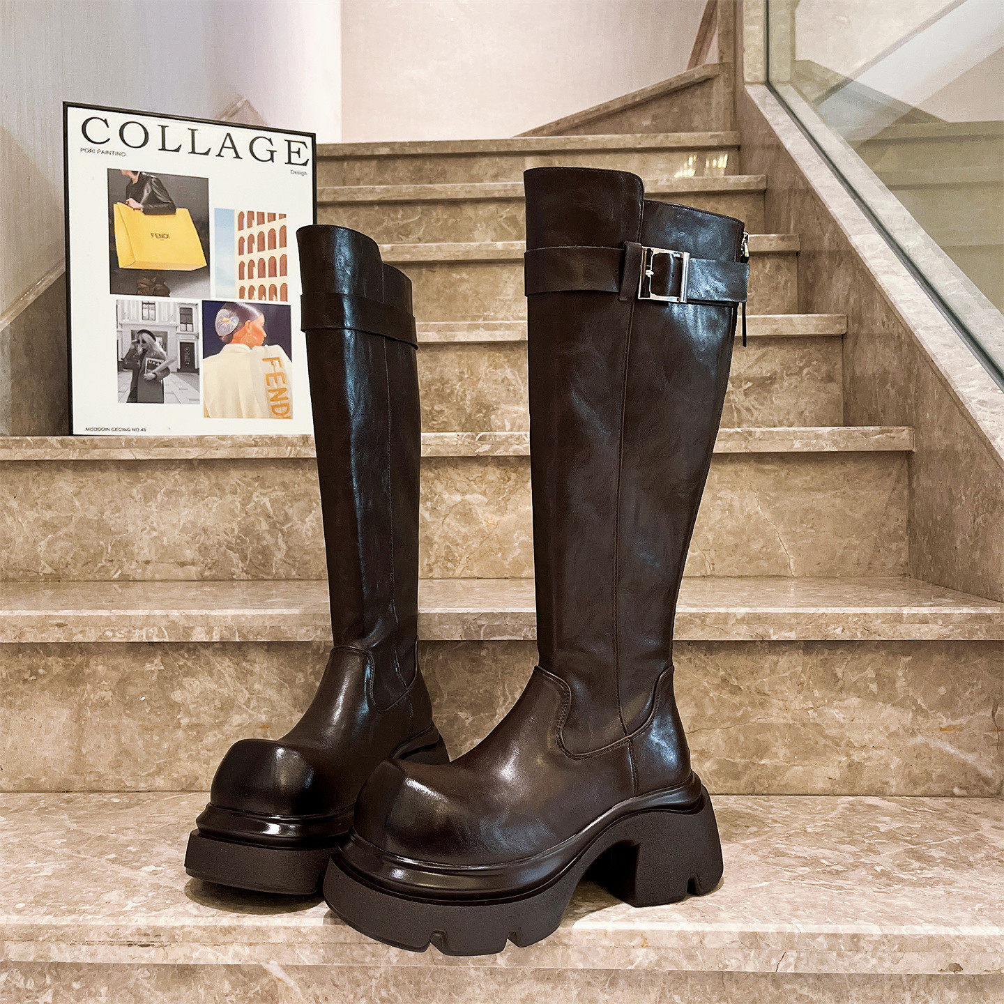 马丁靴不过膝靴加绒棉靴女鞋