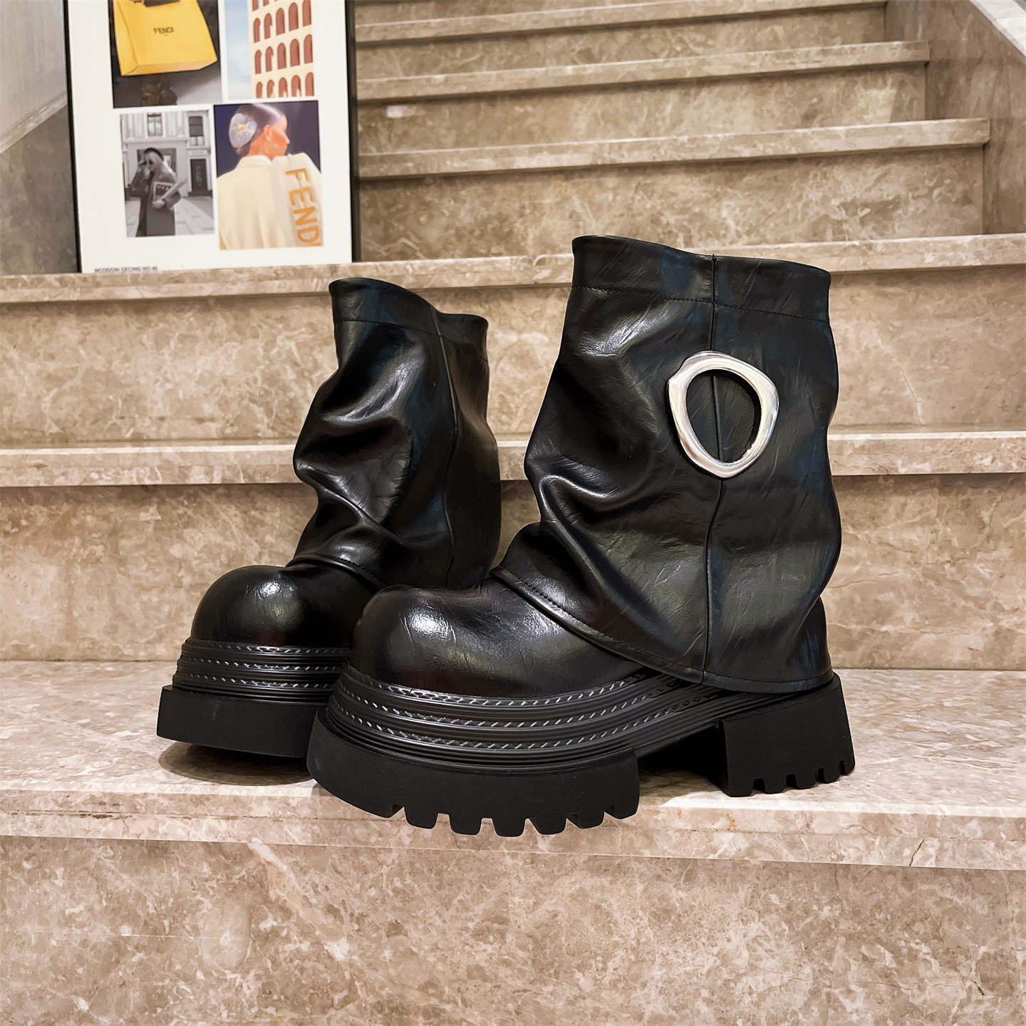 马丁靴机车靴短靴加绒小个子女鞋