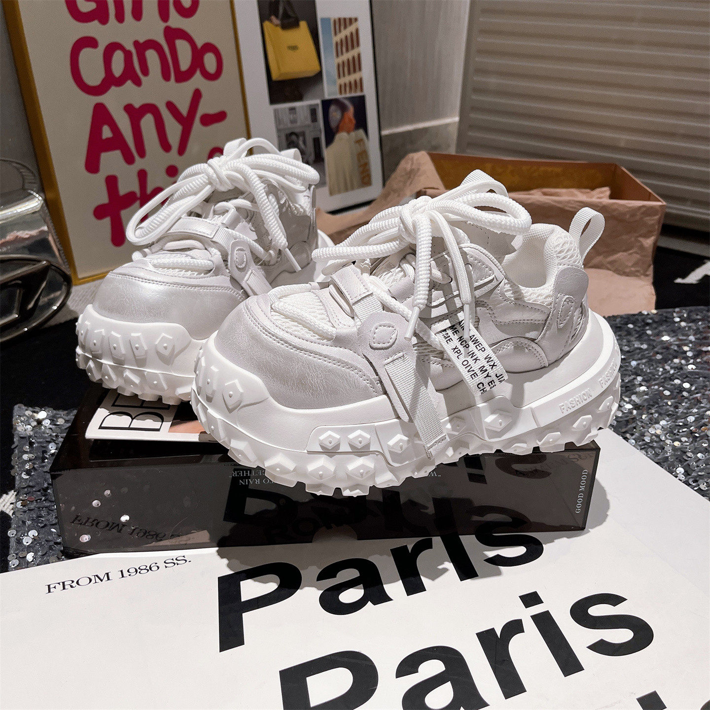 真皮版~欧货真皮系带厚底松糕溶解鞋休闲鞋板鞋榴莲底小白鞋女鞋,女鞋,老爹鞋,淘宝优惠券,粉丝福利购,淘宝优惠卷