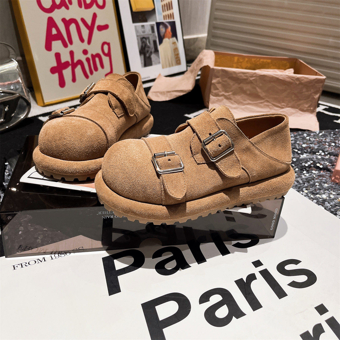 真皮版~欧货大头金属扣复古勃肯鞋平底鞋乐福鞋一脚蹬小皮鞋女鞋,女鞋,勃肯鞋/软木鞋,淘宝优惠券,粉丝福利购,淘宝优惠卷