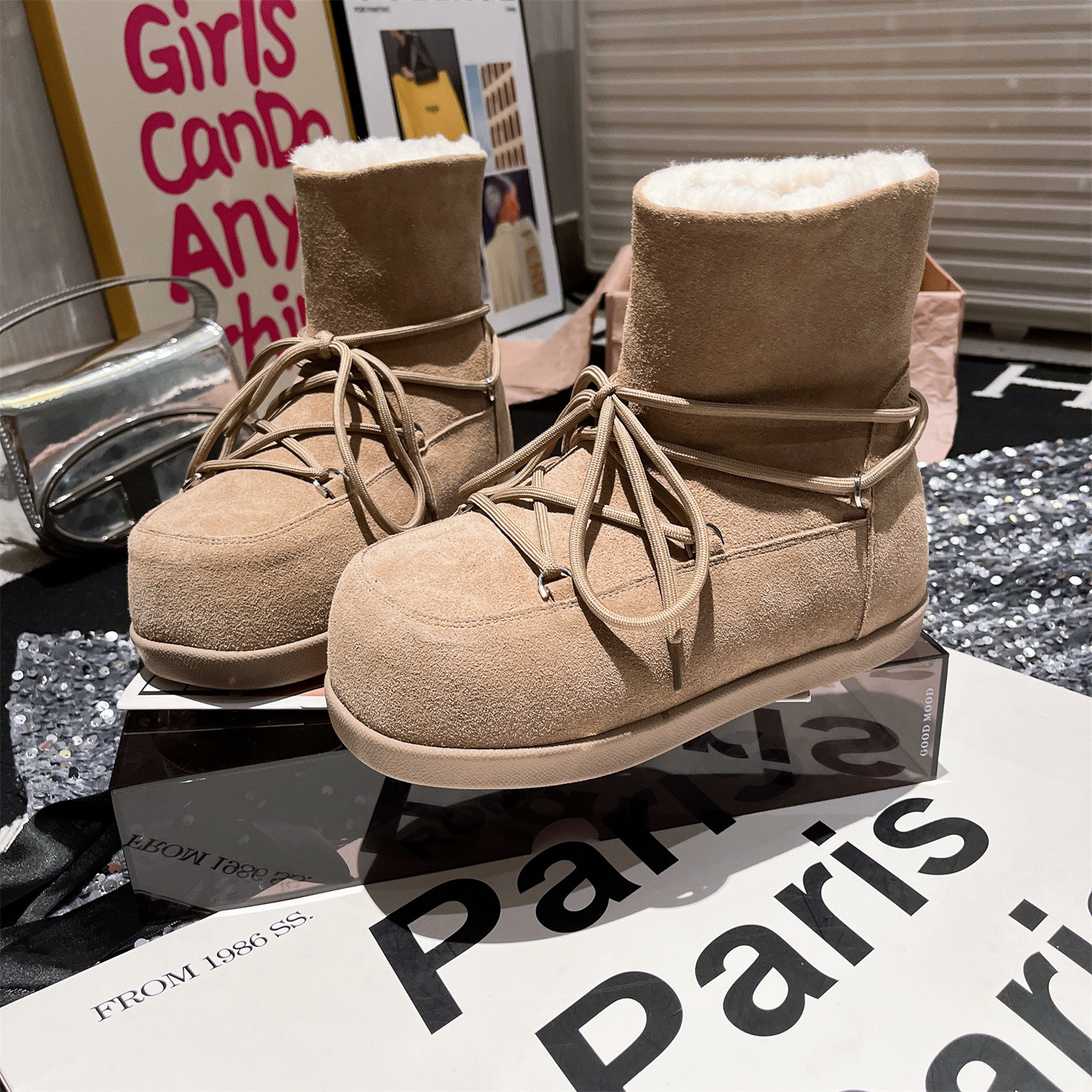 真皮短靴小个子面包鞋勃肯鞋女鞋