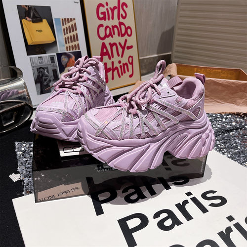 水钻松糕老爹鞋运动鞋小个子女鞋