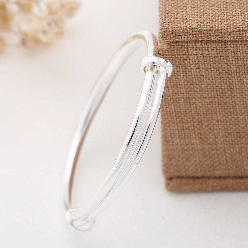 宝宝儿童手镯999纯银公主婴儿满月银饰小孩男女新生儿一对单只