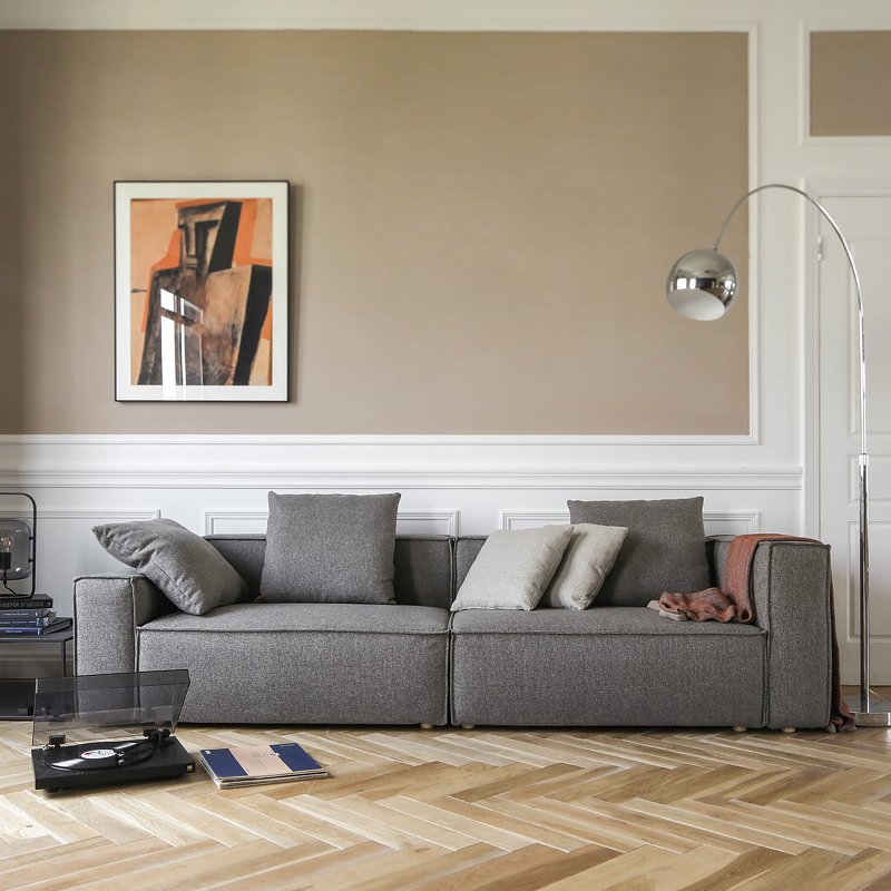 特惠北欧表情/意式现代简约Linosa布艺沙发客厅分体可拆洗灰色T