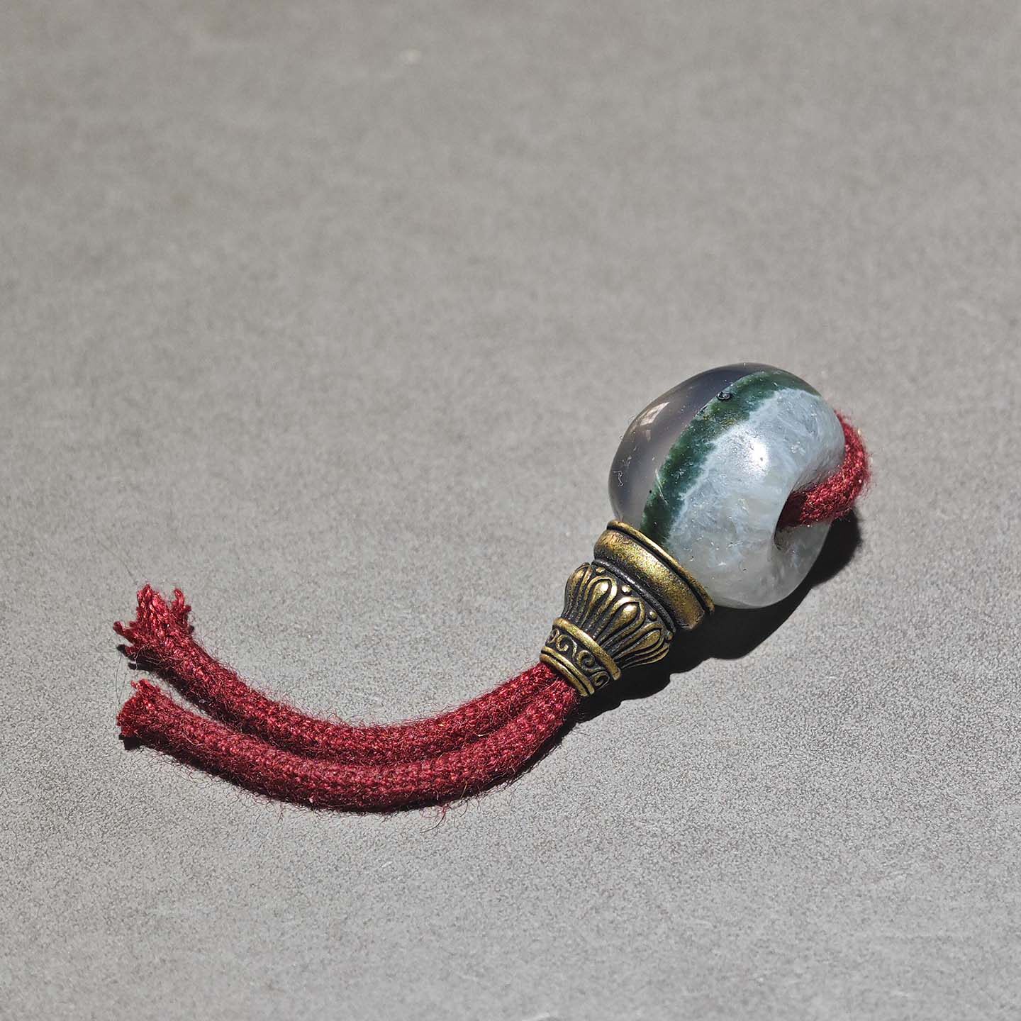 13mm天然绿幽灵聚宝盆一线药师玛瑙老改斜切猪大肠马蹄珠佛头三通