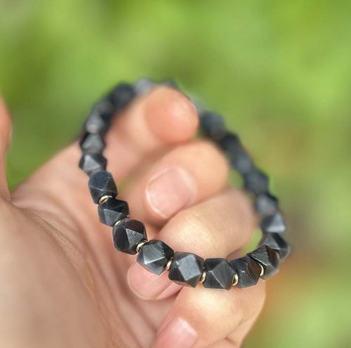 天然蓝沁唐八棱手串个性