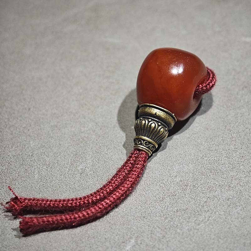 13.3MM天然酒红色唐球玛瑙佛头