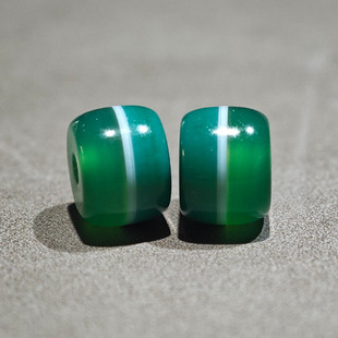 6MM天然绿色一线药师玛瑙桶珠剁珠腰珠一对文玩配饰佛珠手串diy