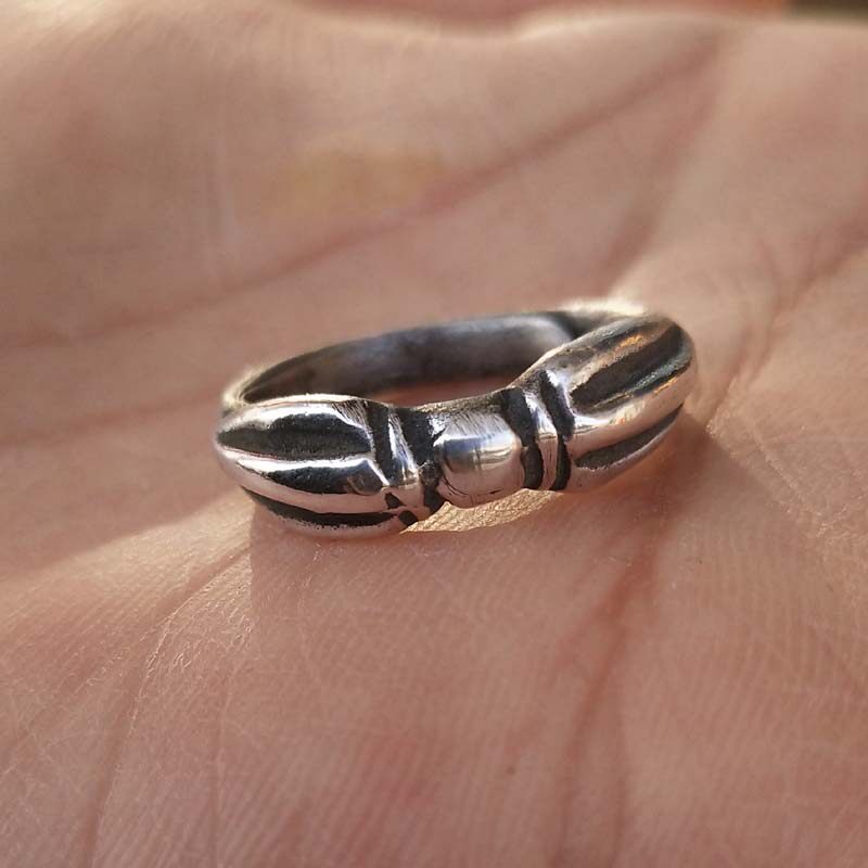 手工打磨活口藏式金刚杵戒指降魔杵指环文玩配饰纯银999足银藏传