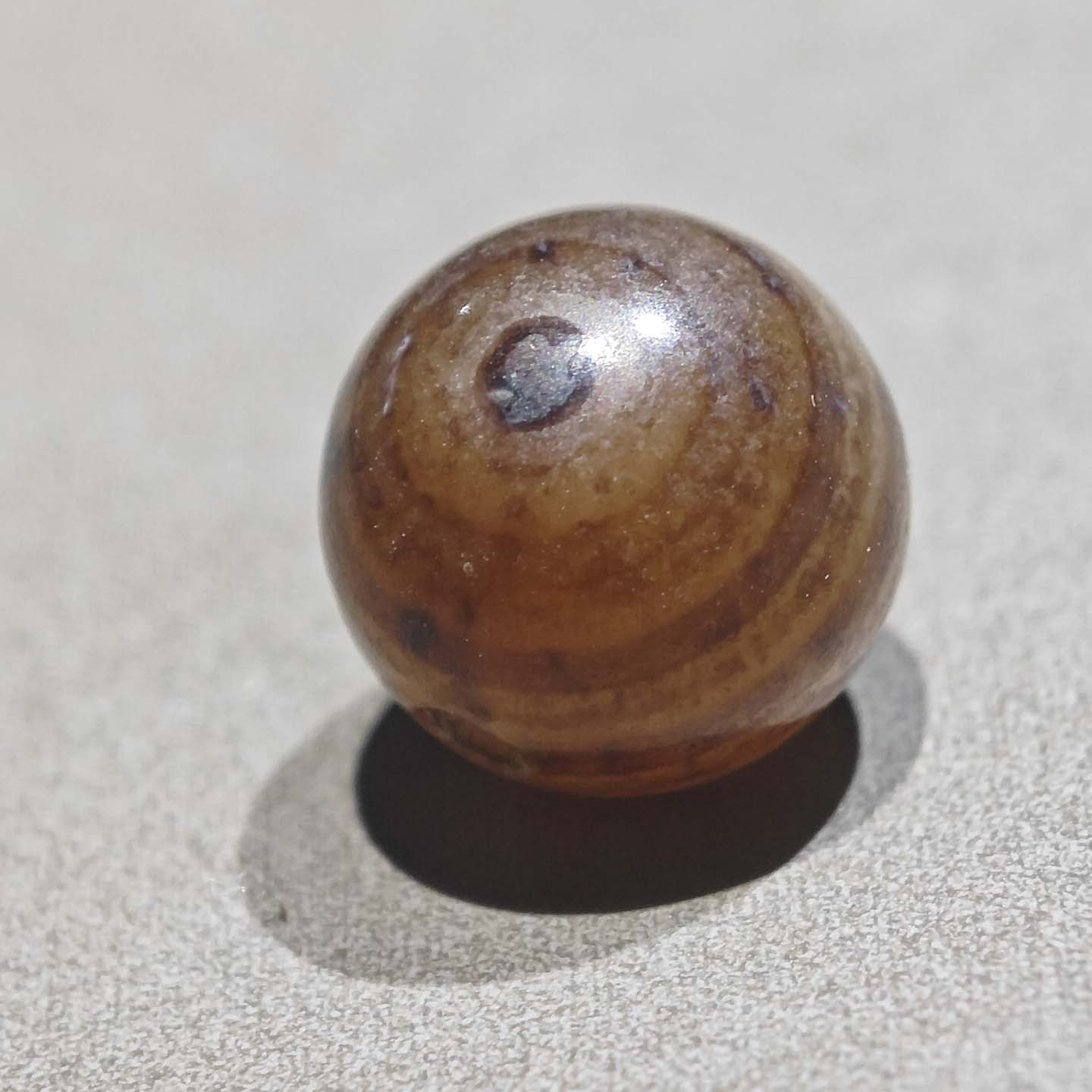 10MM天然灰皮蓝沁缠丝玛瑙眼珠