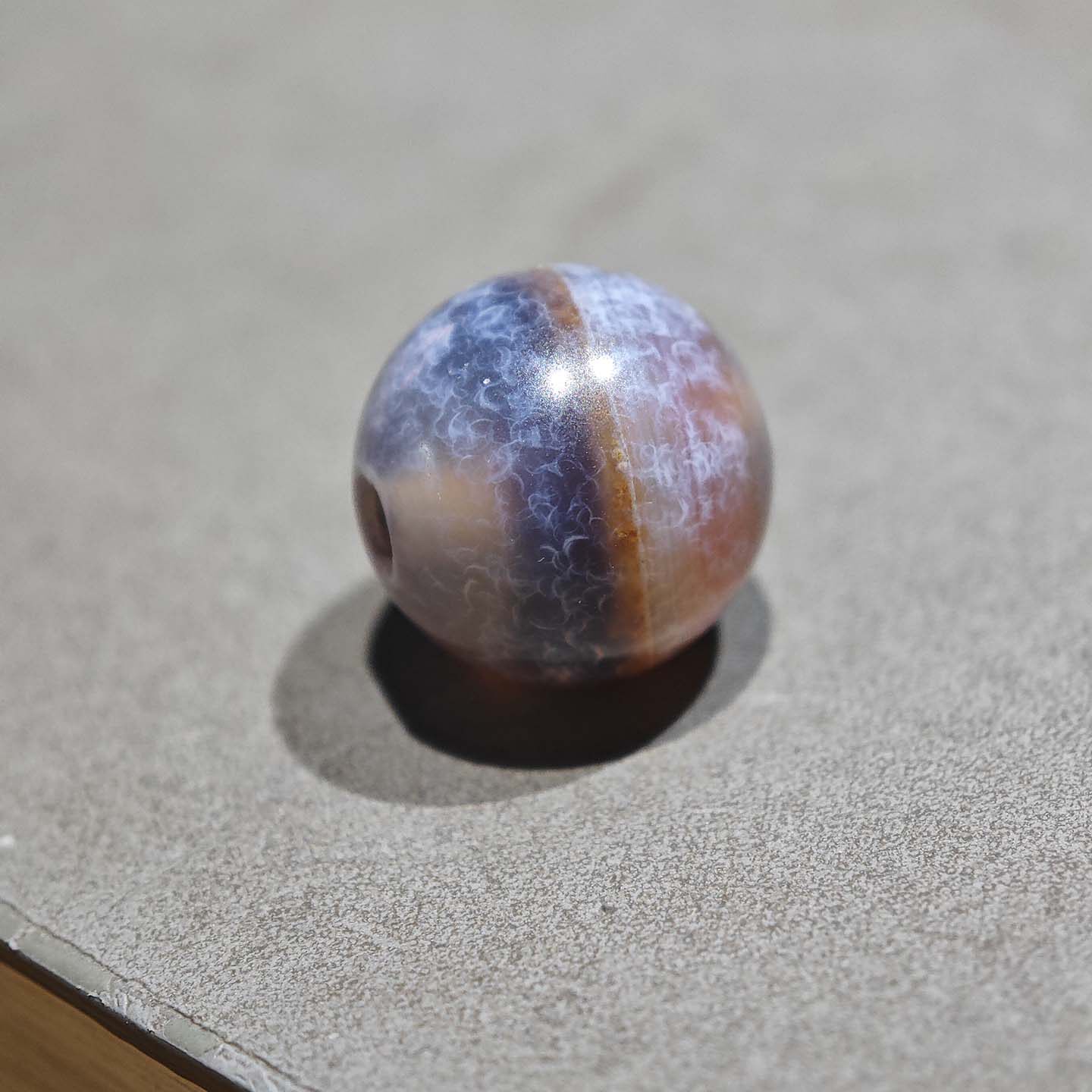 12MM西藏老灰皮奶皮蓝沁一线药师玛瑙珠子散珠多宝手串配珠diy