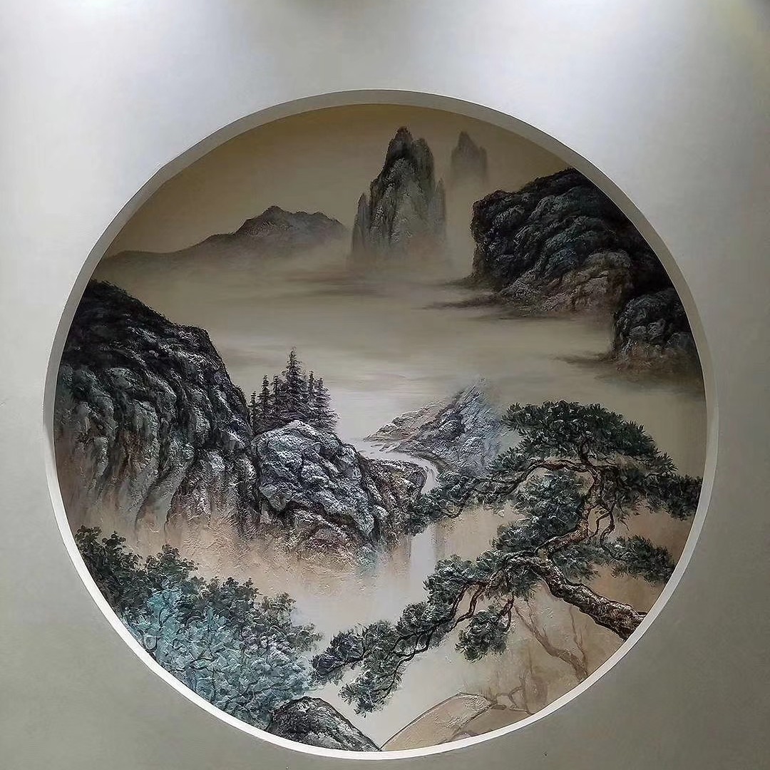 浮雕手绘装饰壁画 墙体彩绘 网红同款浮雕手绘 美院团队随时接单