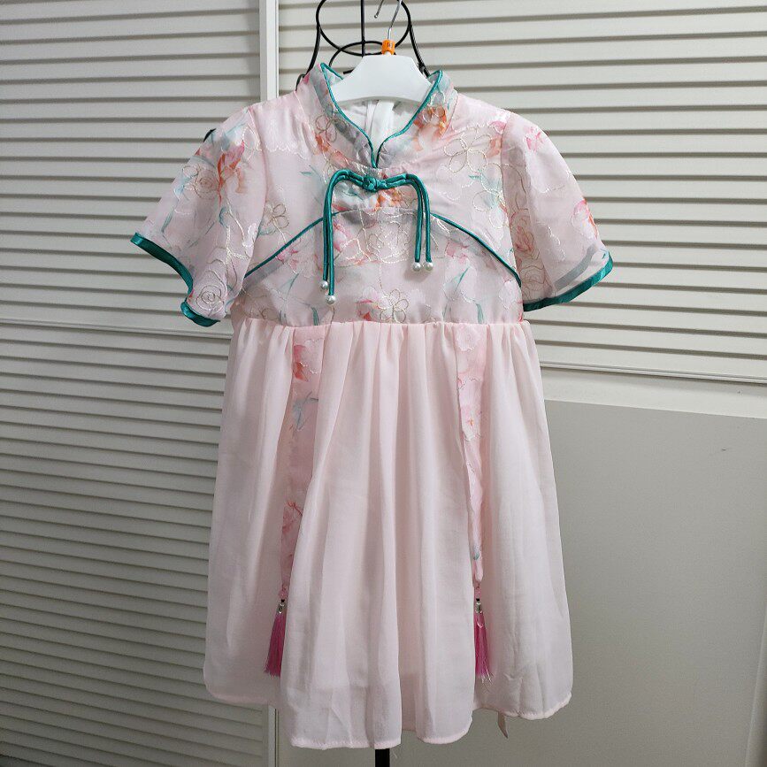 儿童夏季汉服短袖连衣裙夏新款女童洋气中国风公主裙旗袍裙子古风