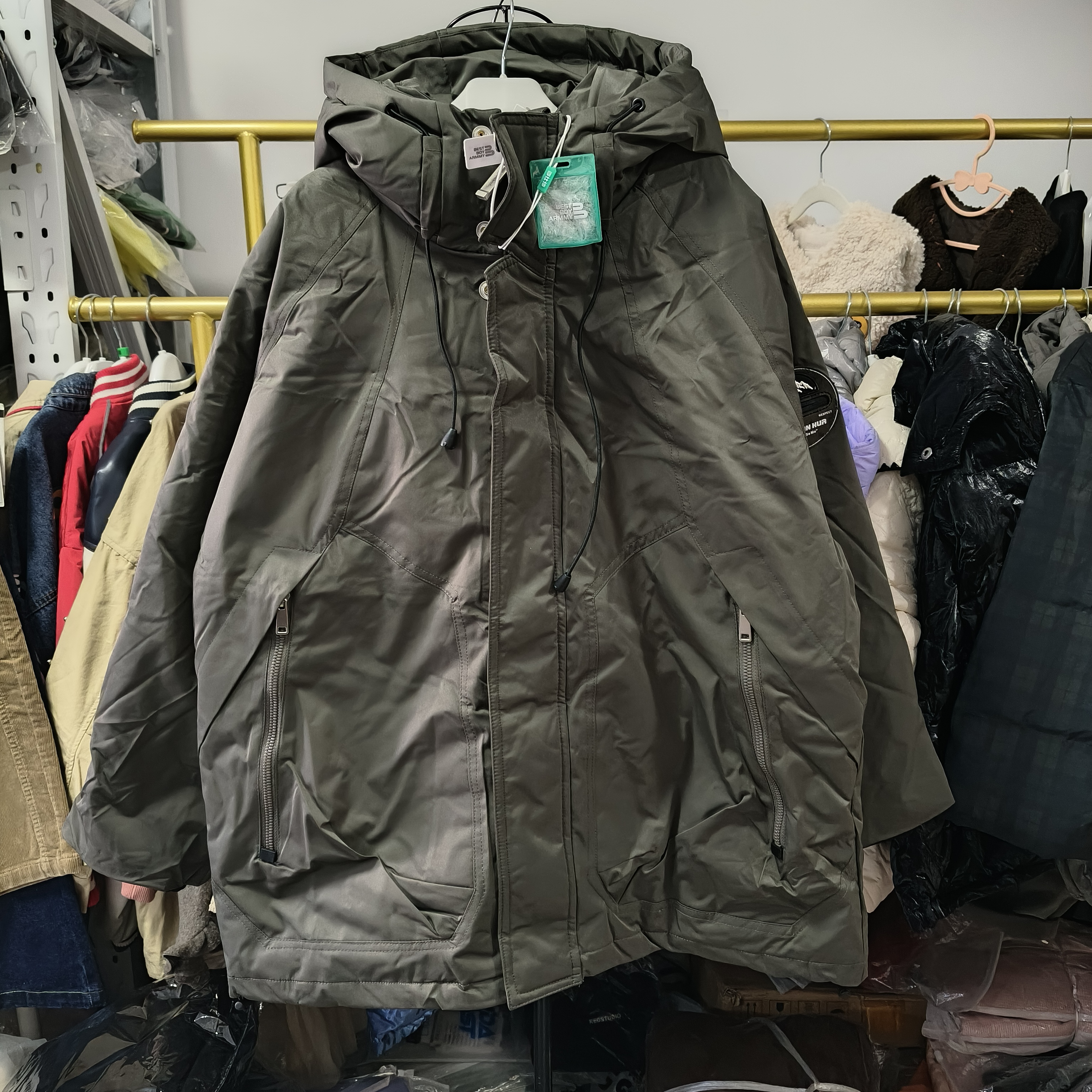 百系青少年冬季冲锋衣羽绒服男童连帽中长款90白鸭绒羽绒外套儿童