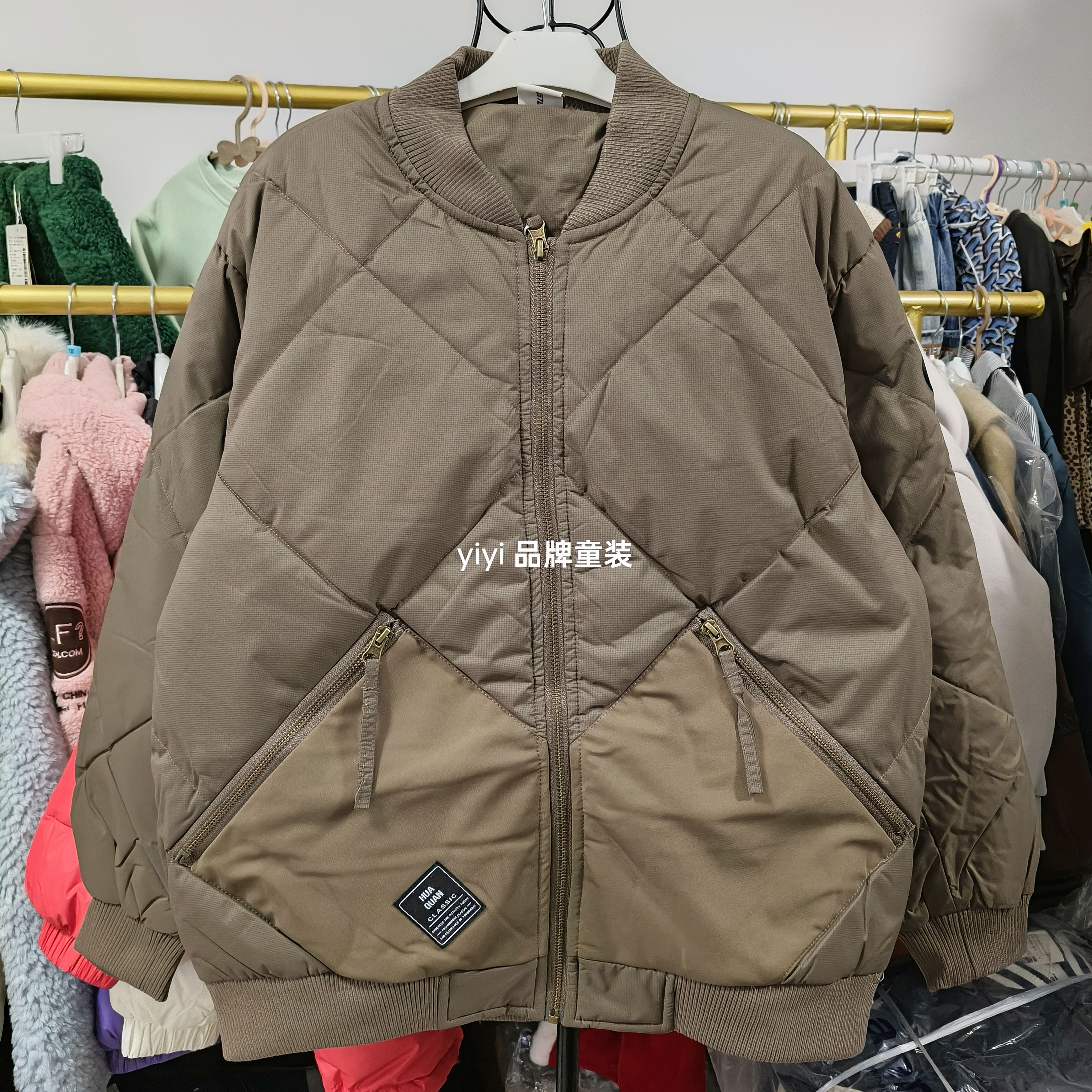 百系冬季新款立领青少年羽绒服男童棒球衫时尚百搭菱格90绒羽绒