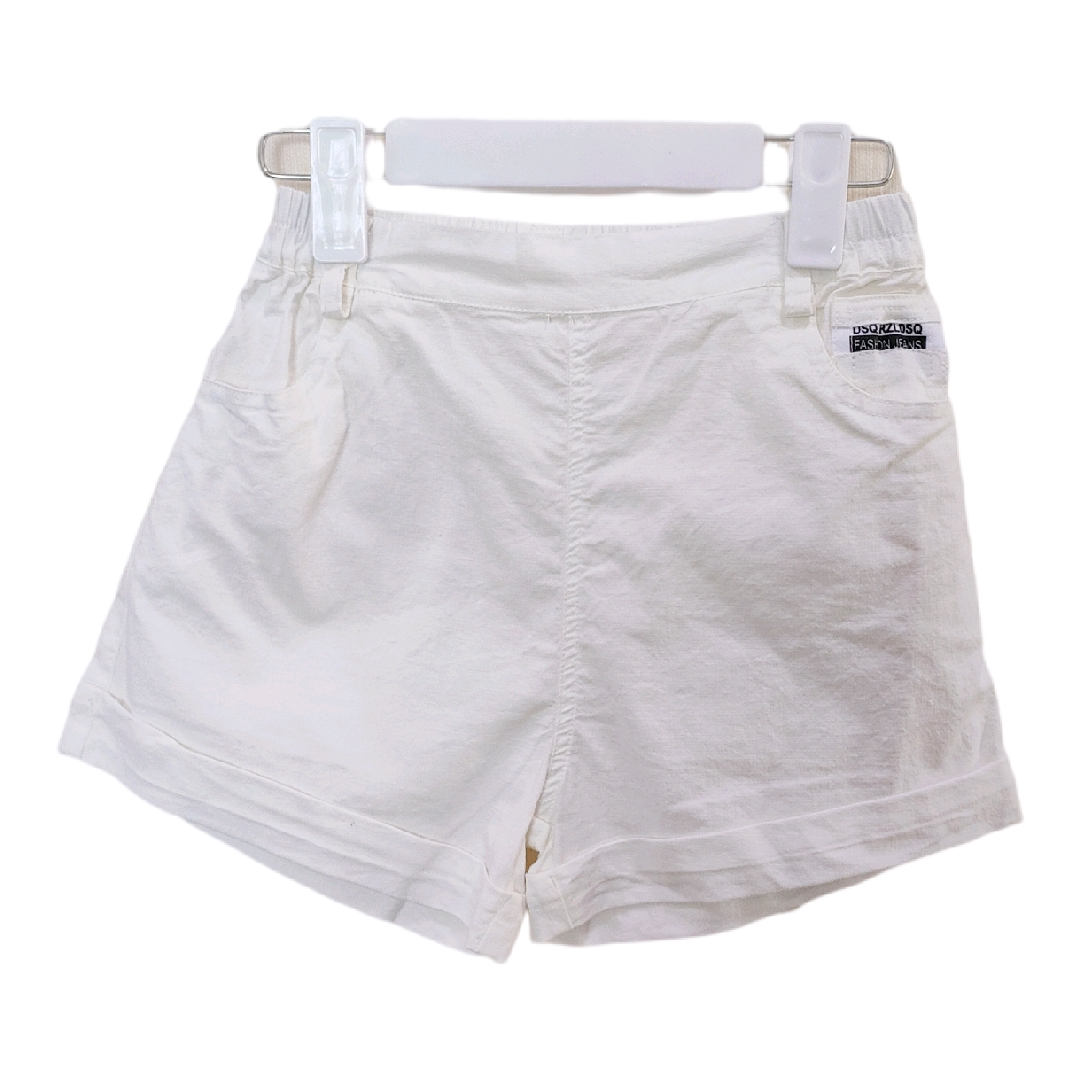 儿童夏季白色短裤女童卷边松紧腰休闲短裤热裤潮女孩洋气