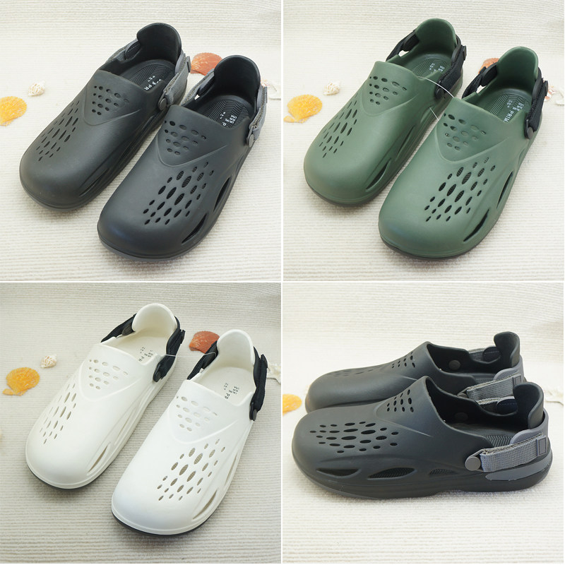 外贸尾货洞洞鞋男款夏季外穿轻便钓鱼鞋防滑沙滩拖鞋运动休闲凉鞋