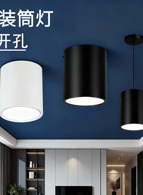 明装圆形射灯led吸顶免开孔办公楼酒店玄关照明灯具20W36吊线筒灯