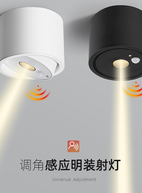 人体自动感应射灯明装防眩入户门玄关走廊过道开门亮迎宾LED筒灯