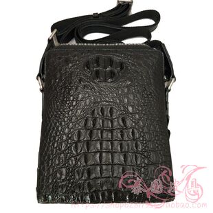 正宗鳄鱼皮男包男士竖款单肩背包商务休闲斜挎包男真皮小背包正品