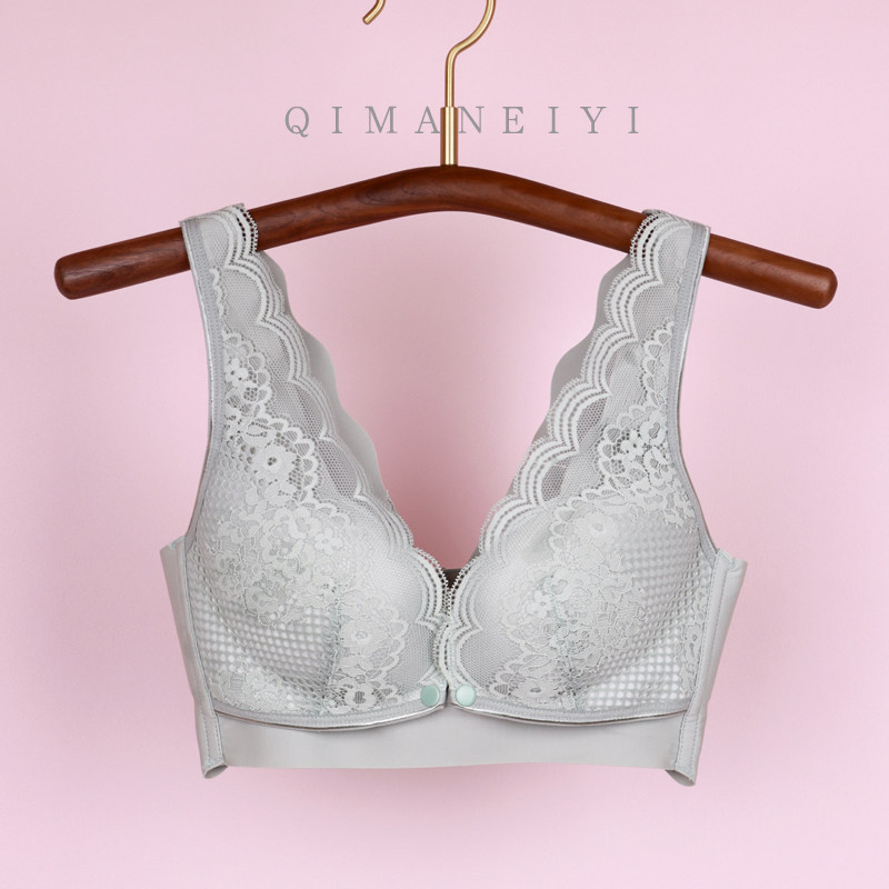 婷妃孕妇内衣哺乳文胸罩怀孕期前开扣大胸产后喂奶蕾丝睡眠背心式