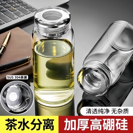 加厚玻璃杯耐热防爆高硼硅玻璃大肚杯大容量泡茶杯透明单层水杯子