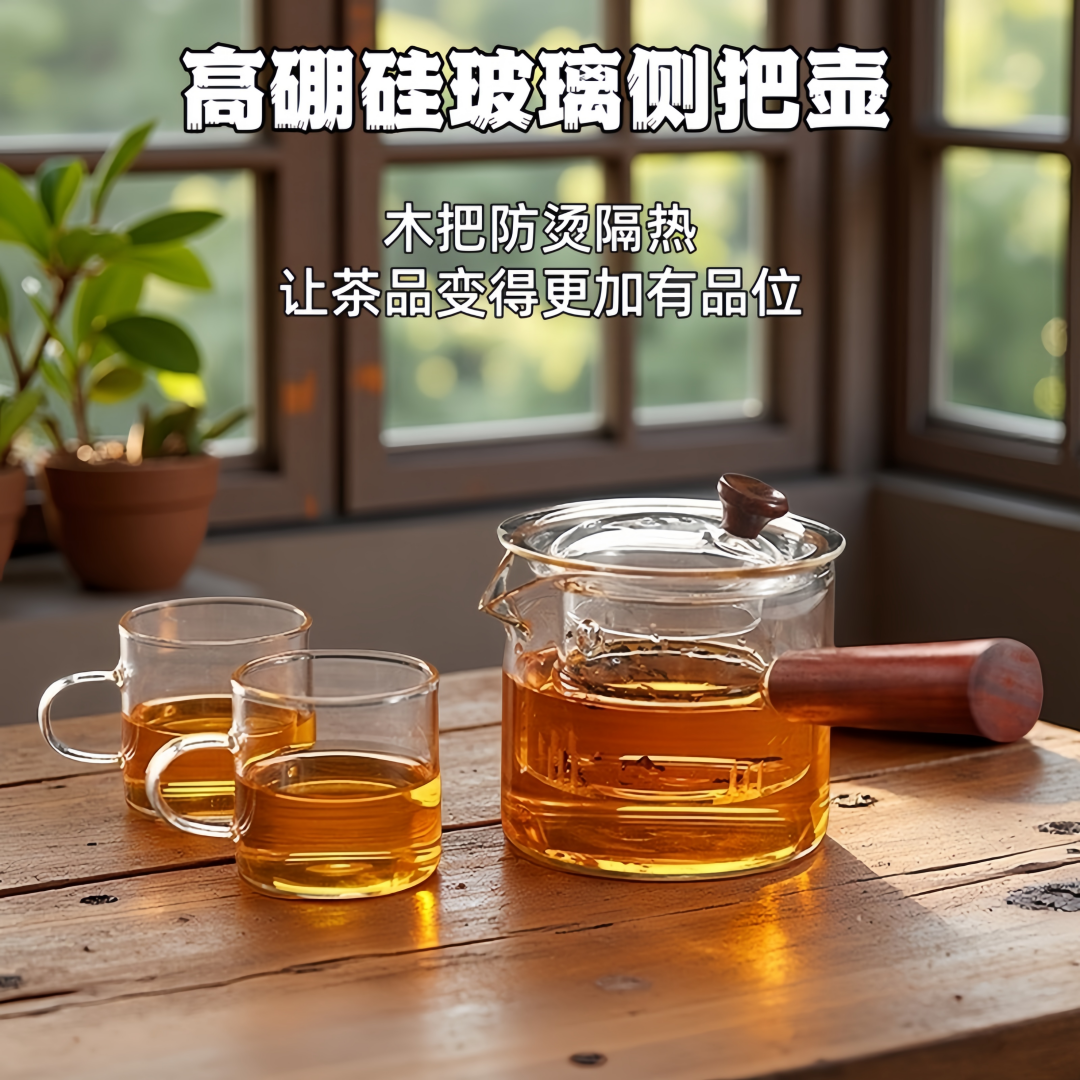 红檀木侧把茶壶家用电陶炉煮茶器