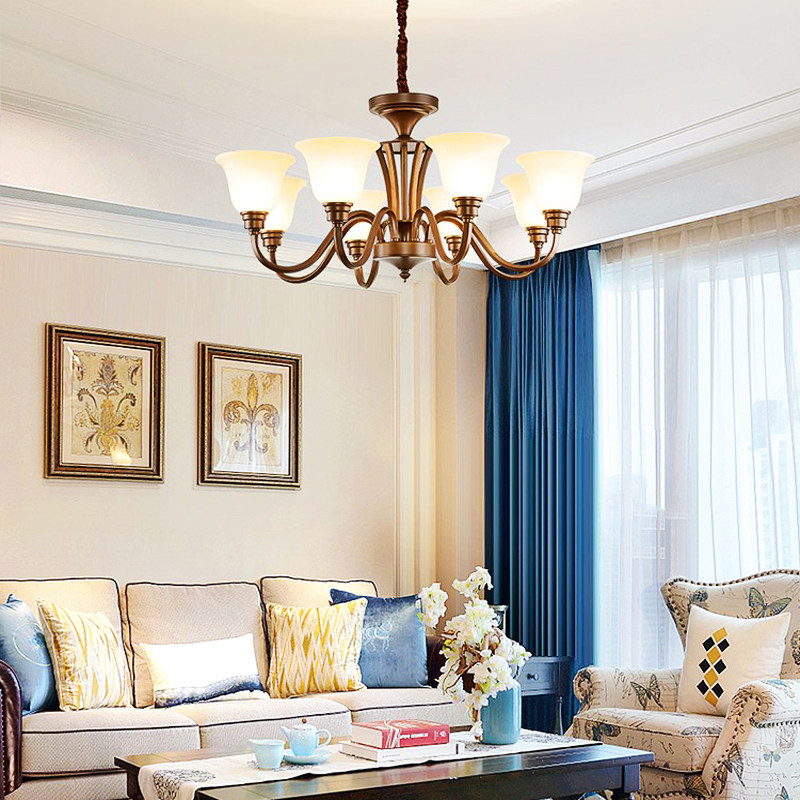 美式客厅吊灯铁艺简约乡村客厅灯餐厅灯复古田园大厅主灯欧式卧室