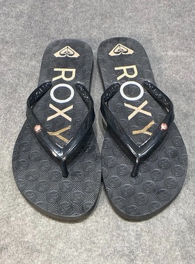 现货ROXY新款女士平底亲子款黑色防滑防臭时尚百搭凉拖软底人字拖