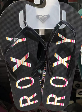 现货ROXY2025夏季新款黑色鞋带凉拖鞋女简约时尚百搭仙女风人字拖