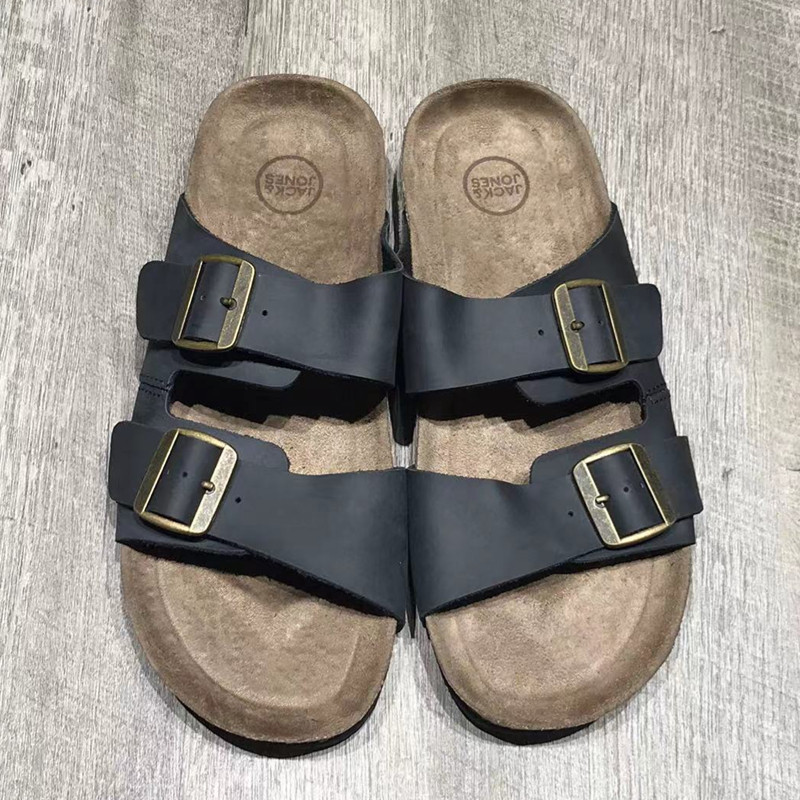 男士包邮双扣带软木拖鞋 夏季时尚外穿沙滩拖 舒适平底凉拖