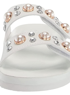 Madden Girl2025年夏季新款女士白色厚跟凉鞋耐磨休闲时尚一字拖