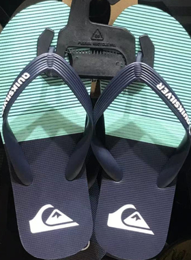 现货Quiksilver2025新款夏季男士橡胶黑色鞋带人字拖休闲外穿凉拖