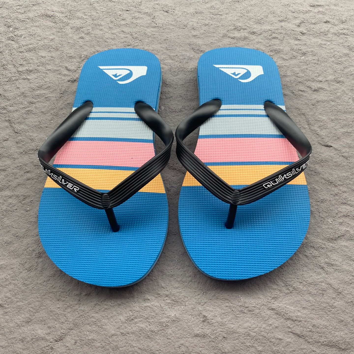 Quiksilver 条纹人字拖 夏季防滑男士夹脚凉拖时尚休闲沙滩拖鞋