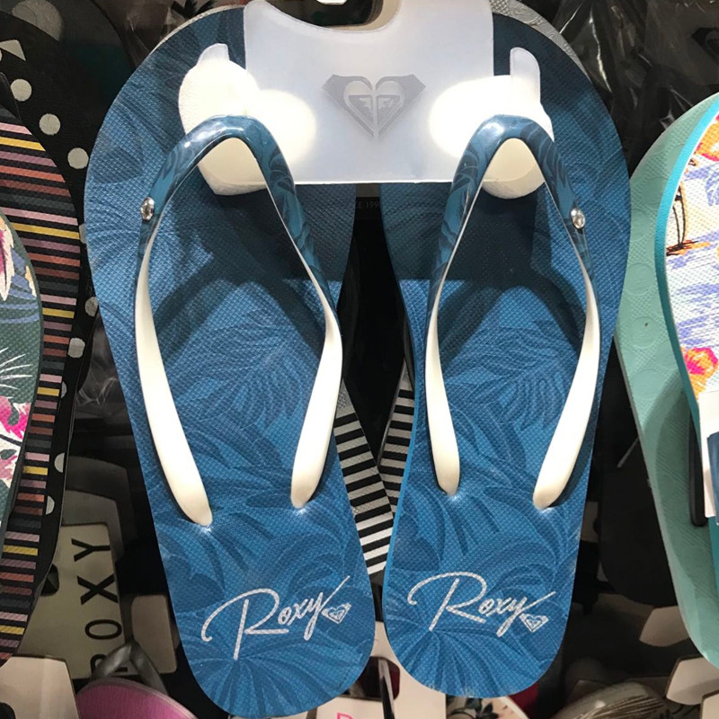 现货ROXY2026夏季新款墨蓝色鞋带凉拖鞋女时尚百搭仙女风人字拖