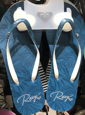 现货ROXY2025夏季新款墨蓝色鞋带凉拖鞋女时尚百搭仙女风人字拖