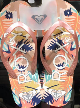 ROXY专柜2025年女士橘粉细鞋带泡沫底时尚超轻沙滩潮流人字拖现货