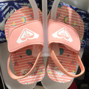 现货包邮ROXY2025新款凉儿童平跟拖鞋室内休闲沙滩一字拖露趾