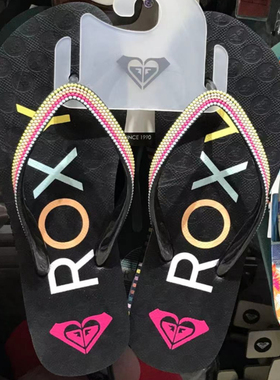 现货ROXY2025夏季新款黑色沙滩凉拖鞋女简约时尚百搭仙女风人字拖