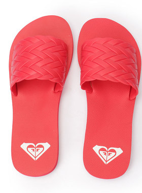 ROXY2025年夏季新款女士平跟软底日常凉鞋耐磨休闲时尚红色一字拖