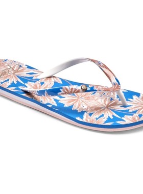 现货ROXY2025夏季新款蓝色印花凉拖鞋女士时尚百搭沙滩速干人字拖