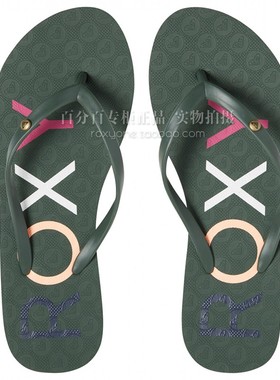 现货ROXY2025夏季新款绿色凉拖鞋女士简约时尚百搭仙女风人字拖
