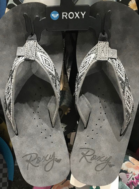 ROXY专柜2025年黑色布鞋带中坡跟女士简约百搭增高不磨脚人字拖