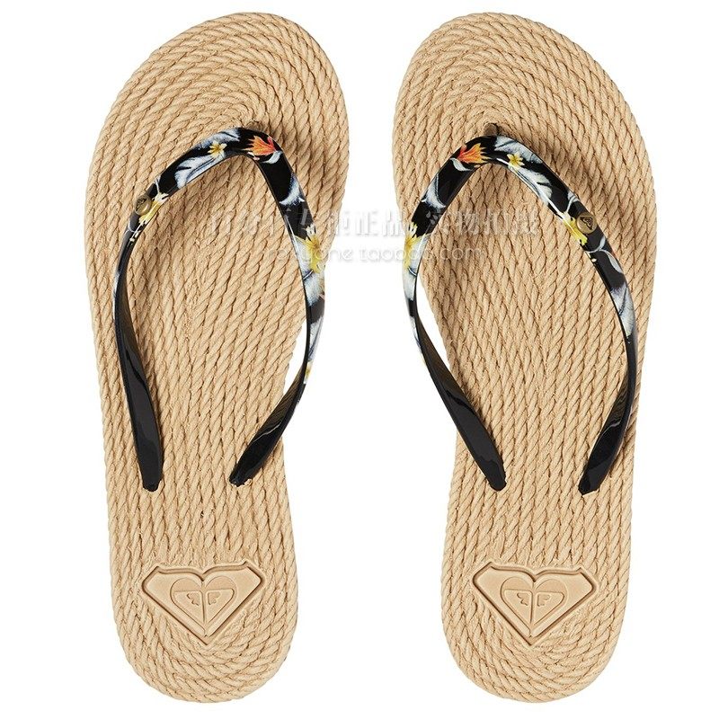 2021 New Year ROXY lady Braided Bottom Versatile surfing Chaopai Sandy beach Quick drying rubber Flat bottom Show thin Solidin the Women's Shoes, slipper, flip flops category - from Buy2taobao.com to provide professional Taobao agent buy service