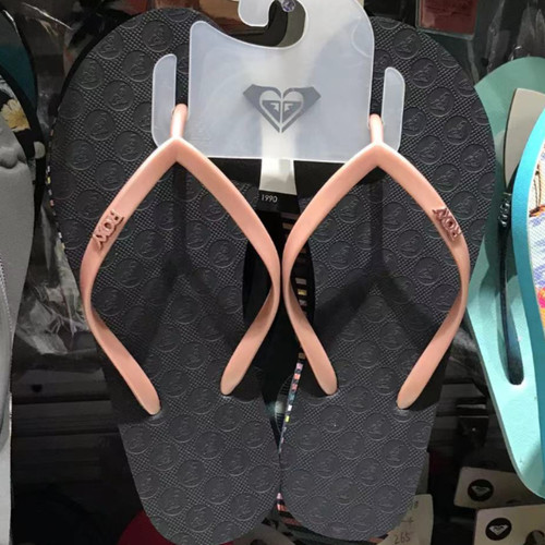 现货ROXY粉色简约人字拖