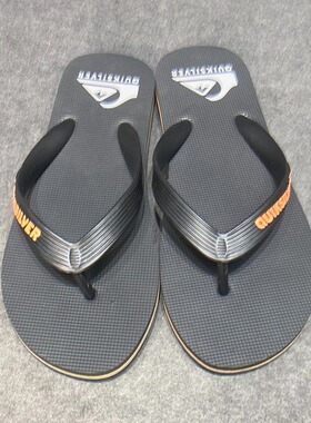 Quiksilver黑色男士夏季新款黑纯色平底速干防滑沙滩夹脚人字拖鞋