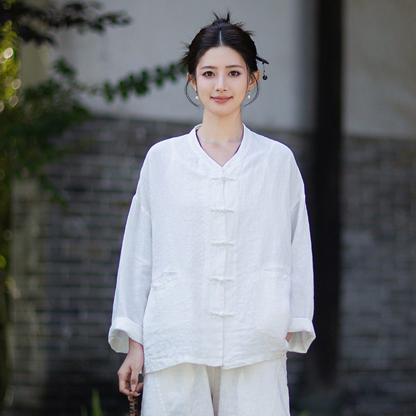 新中式纯亚麻外套文艺上衣太极服图片