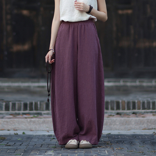 女新款 禅意佛系女装 宽松灯笼裤 子高端休闲太极裤 春文艺复古棉麻裤